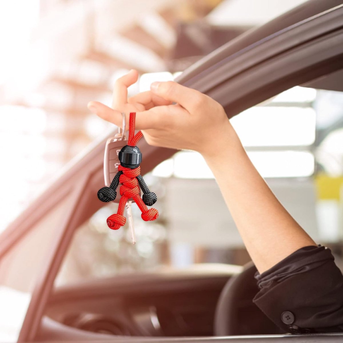 Schlüsselanhänger Motorradfahrer Minifigur Hängende Kette Regenschirm Seil Weben SchlüsselanhängerMotorrad Kreative Persönlichkeit Motorradhelm Schlüssel Zubehör Paar Schlüsselanhänger