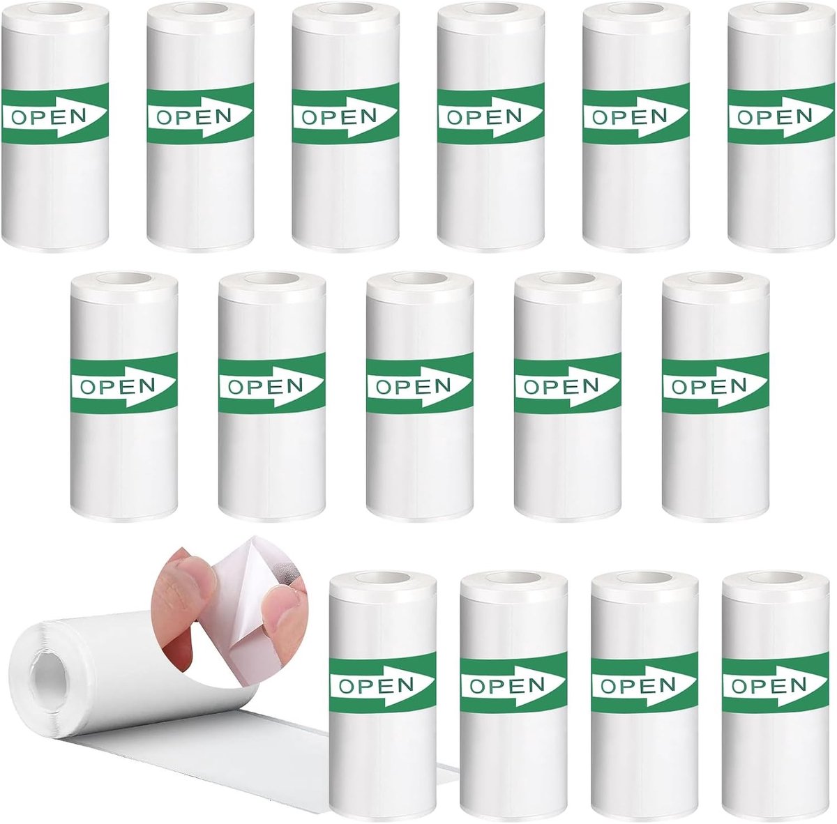 20 Rollen Mini Printer Stickers voor Kinderen, Zelfklevende Afdrukbare Stickers voor Foto's, Notities en Creatieve Projecten, Zwart op Wit (57 x 25 mm)
