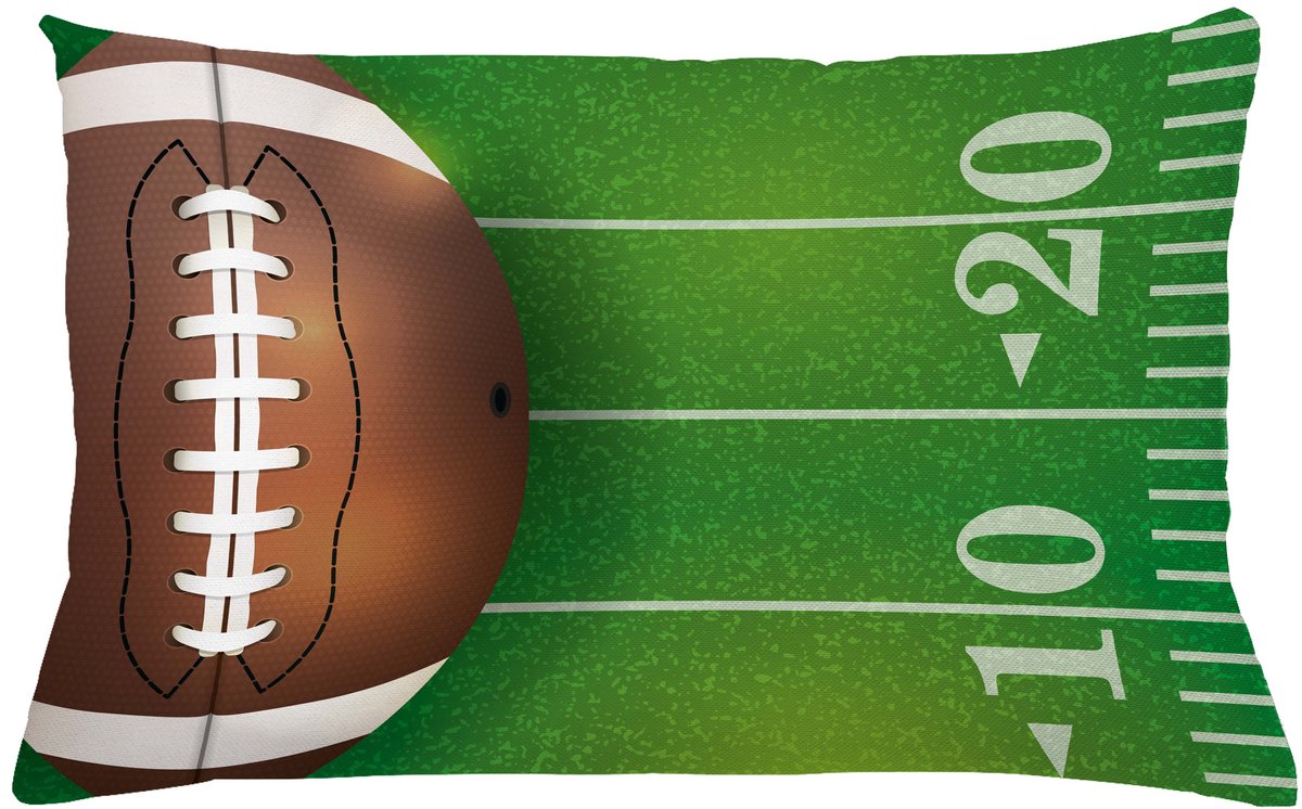 ABAKUHAUS Sport Sierkussenhoes, Amerikaans Football Field en Ball Realistic Levendig Illustratie College, Decoratieve Rechthoekige Sierkussenhoes, 65 x 40 cm, Groen Bruin