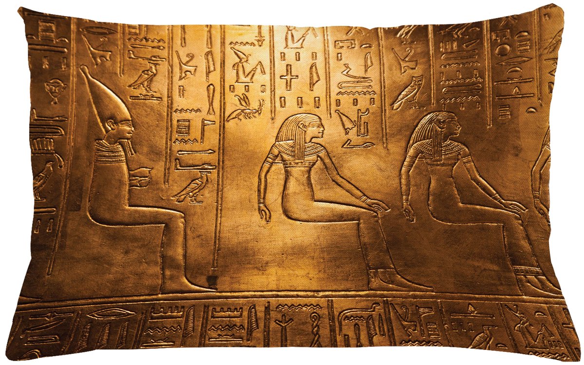ABAKUHAUS Egyptian Print Sierkussenhoes, Egypt Hieroglyphics Oud Logographic Details Alphabetic Elementen, Decoratieve Rechthoekige Sierkussenhoes, 65 x 40 cm, Coffee Bruin
