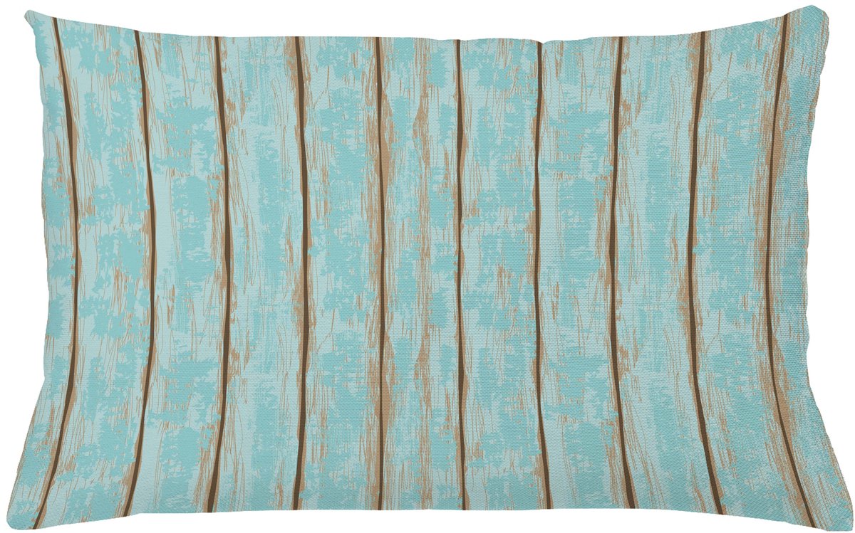 ABAKUHAUS Hout Print Sierkussenhoes, Oud Fashioned Verweerd Rustiek Planks Zomer Cottage Strand Coastal Thema, Decoratieve Rechthoekige Sierkussenhoes, 65 x 40 cm, Blauw Lichtbruin