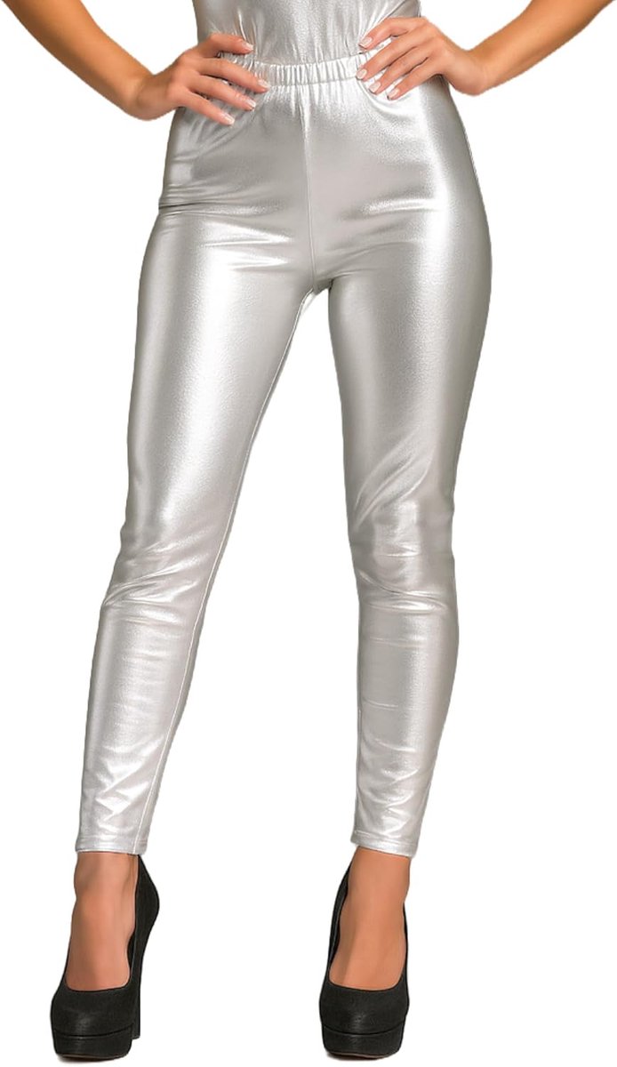 Leggings voor dames, hoge taille, glanzend ledereffect, hoge taille, elastisch, voor party, disco, dans, streetwear, stretch