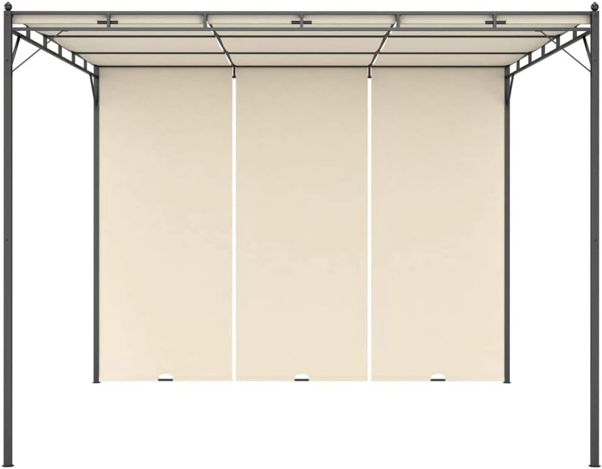 Paviljoen tuinpergola 3 x 3 m / 3 x 4 m schuifzeil van polyester, waterdicht, frame van staal met inschuifbaar dak, antraciet/crème