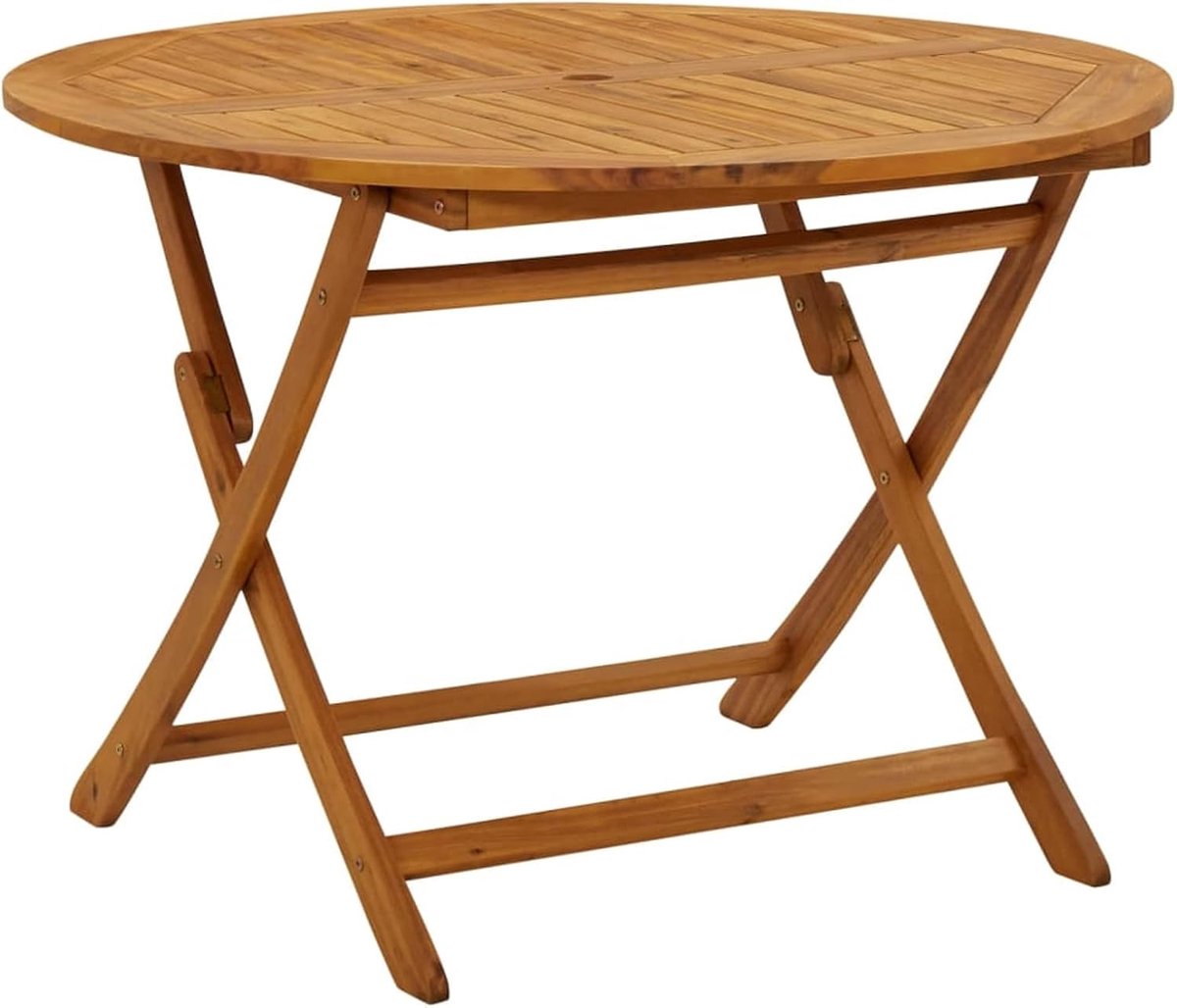 Eetkamertafel, keuken, tuin, opvouwbaar, rond, van massief acaciahout, 110 x 75 cm, inklapbare tafel van hout, buiten, ronde tafel, eettafel voor buiten