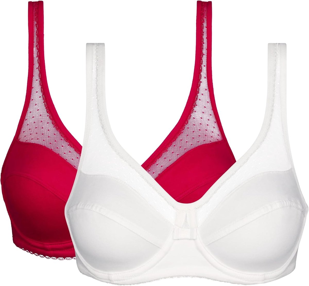 Beha (2 stuks) voor dames, kersenrood/wit, 75C