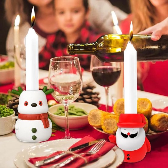 2 stuks siliconen kaarshouder, gietvorm, kaarshouder, kerstman, sneeuwpop, staafkaarsen, siliconen kaarsvormen, hars, epoxy, staafkaarshouder, siliconen vorm, kaarshouder vorm voor Kerstmis — afbeelding 3