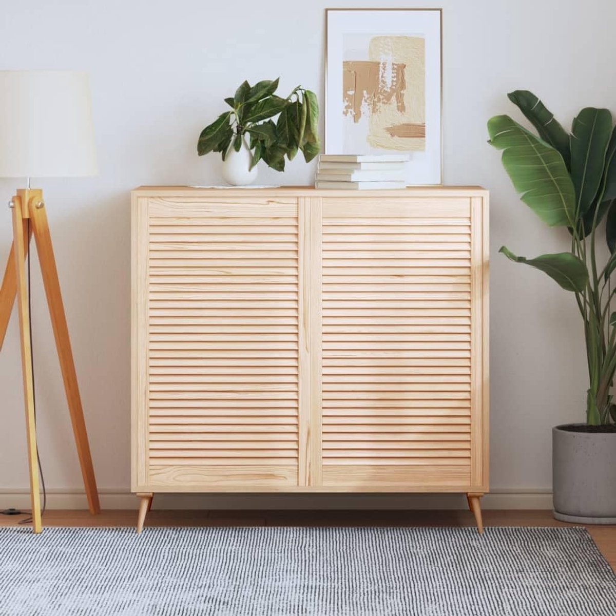 Lamellendeuren, set van 2, 99,3 x 59,4 cm, van grenenhout, onbehandeld, voor kasten, meubelbouw, ventilatieroosters, kamerdeuren