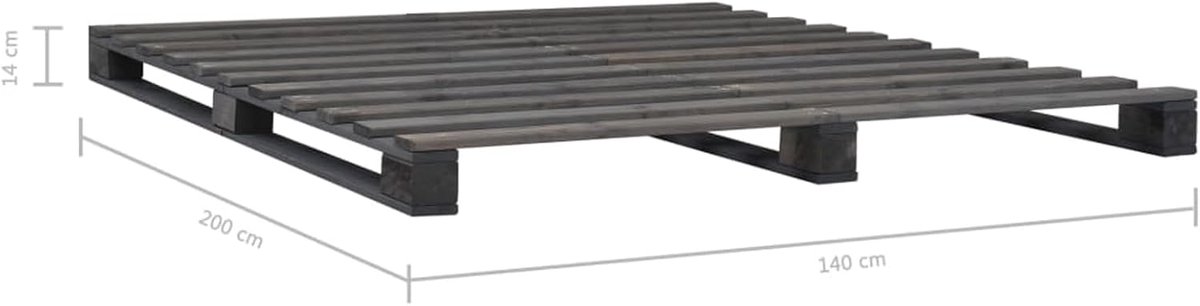 Pallet bed grijs massief houten palletmeubel massief houten bed bed houten bed futonbed bedframe grenen 140 × 200 cm
