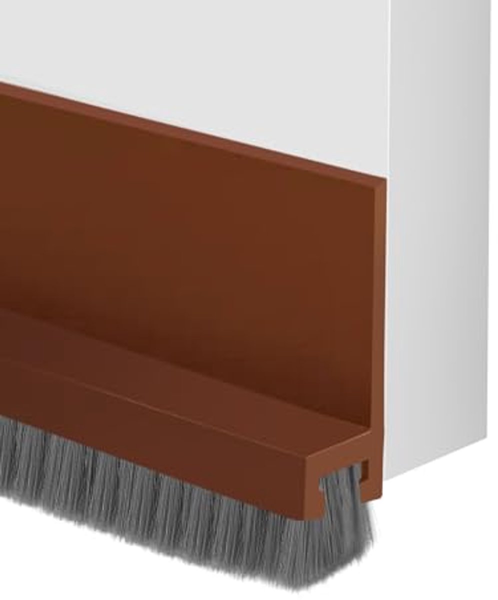 Famanu – 2 stuks tochtstoppers voor deuren met borstel, 100 cm, deurafdichting, borstel, zelfklevend, borstelafdichting, deur voor huisdeur, terrasdeur, balkondeur, ingangsdeuren (bruin)