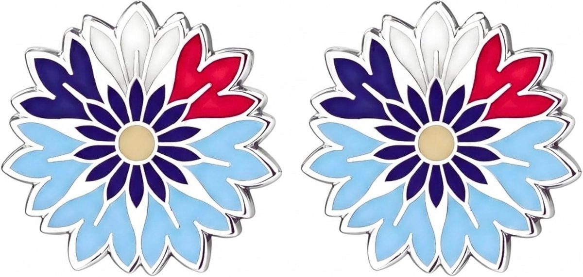 Set met twee dennen, korenbloem, broche voor heren, broche voor heren, sterspelden, herenkostuum, driekleurige grenen