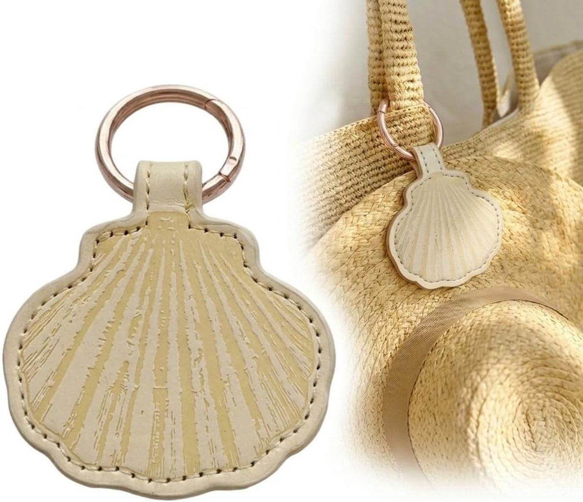 Hoedclip voor op reis, 1 stuk, lichtgeel, schelpvorm met trekkoord, veilig voor rugzak, strand en zomervakantie, voorkomt verlies