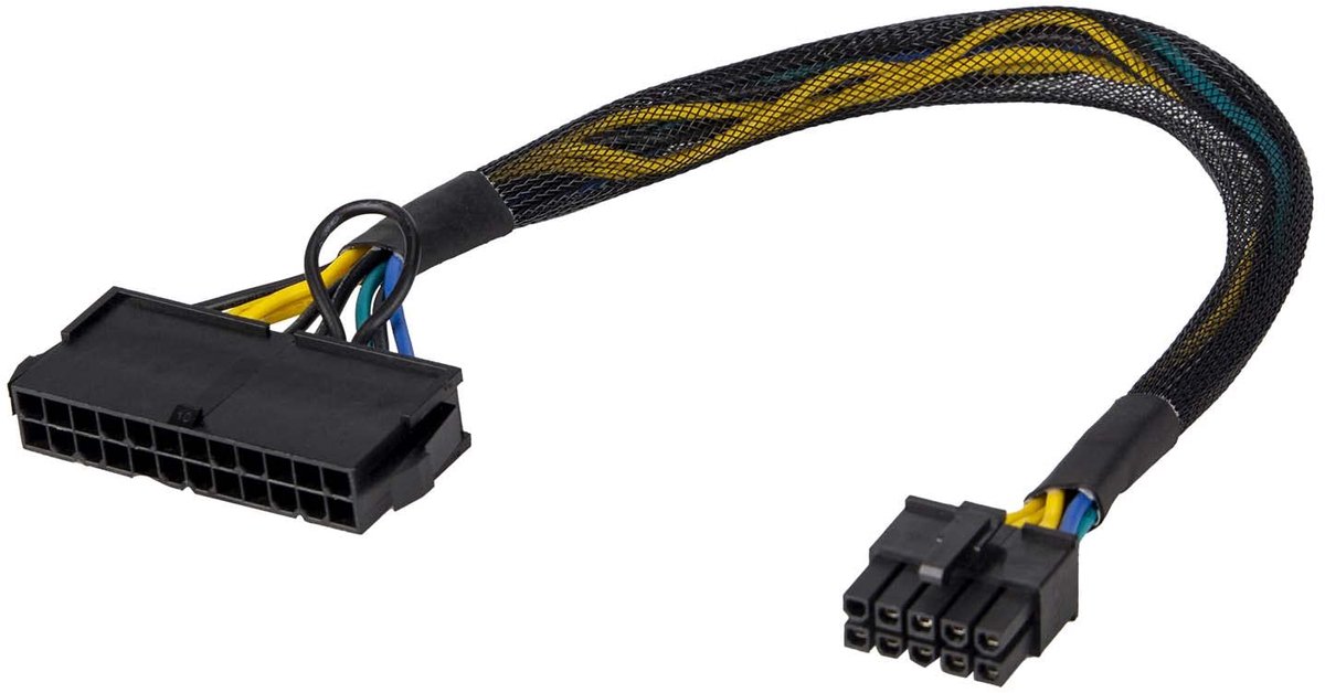 24 Pin op 10 Pin ATX PSU Adapter gevlochten kabel voor IBM Leno vo PCs moederbord en server 12inch (30cm)