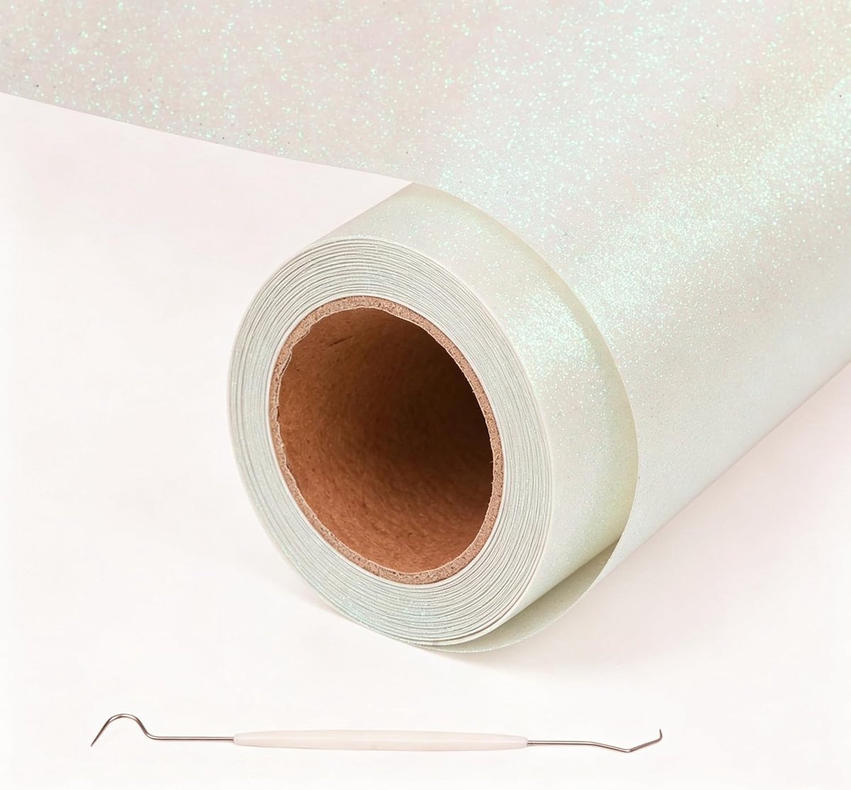 Iron On Heat Transfer Vinyl Paper 30×200 cm,Plotterfolie Textiel Transferfolie Plotter Flexibele Folie,Gemakkelijk Snijden voor Cricut,T-shirt,Stoffen (Witgroene glitter)