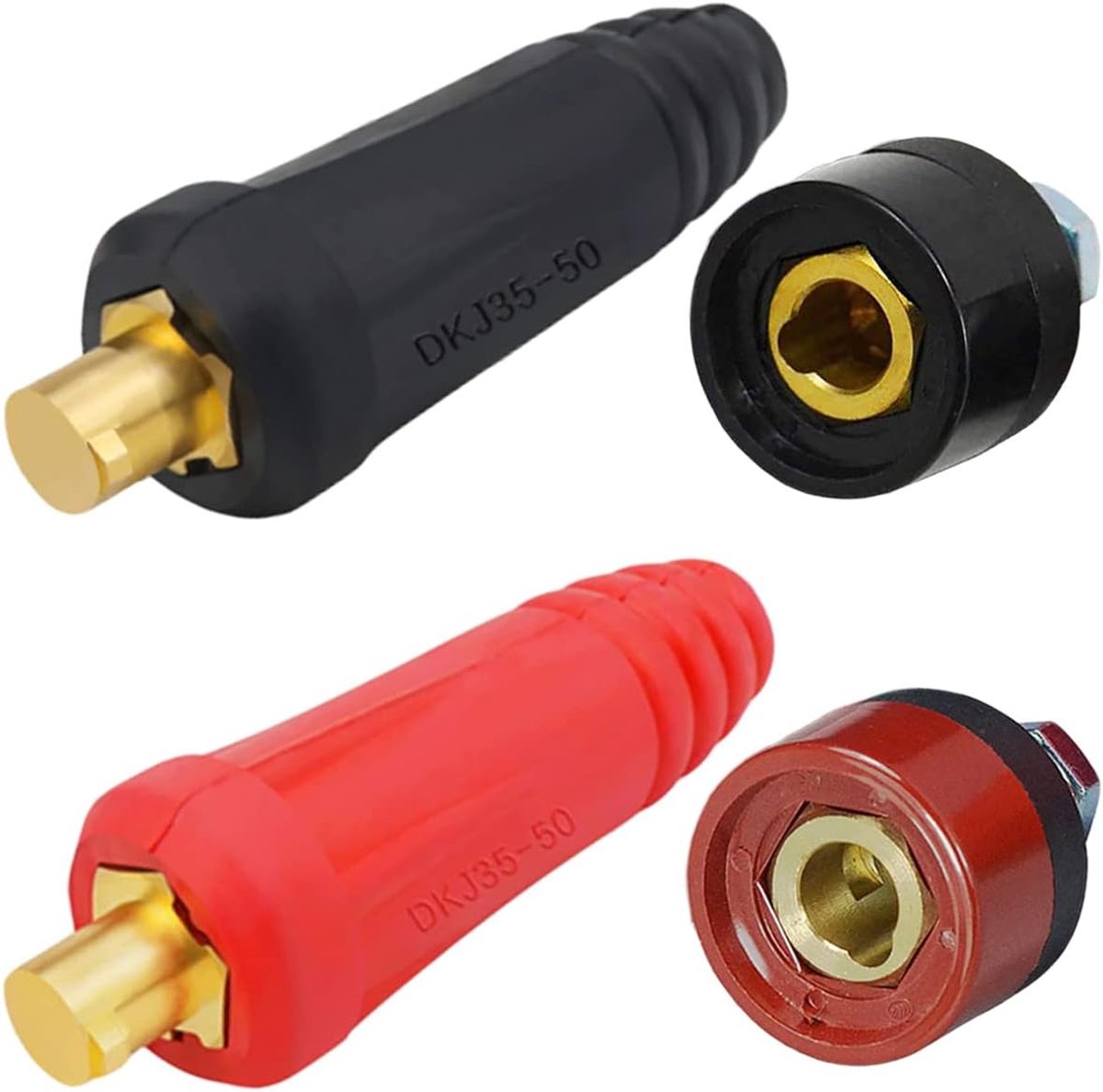for TIG Welding Cable Panel Connector Plug and Socket Set Joint Quick Fitting Dinse Style DKJ35-50 DKZ35-50 315amp Male-Femal for Welder Machine accessories (Black & Red 4Pack)