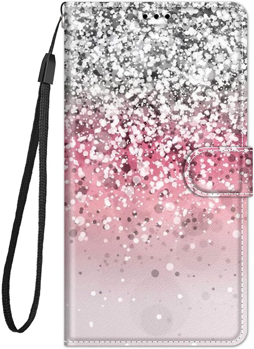 Klaphoesje voor Samsung Galaxy A56 5G, schokbestendig hoesje met schattig patroon, standaard, siliconen hoesje, 360 graden beschermend hoesje met kaartsleuven en magnetische sluiting