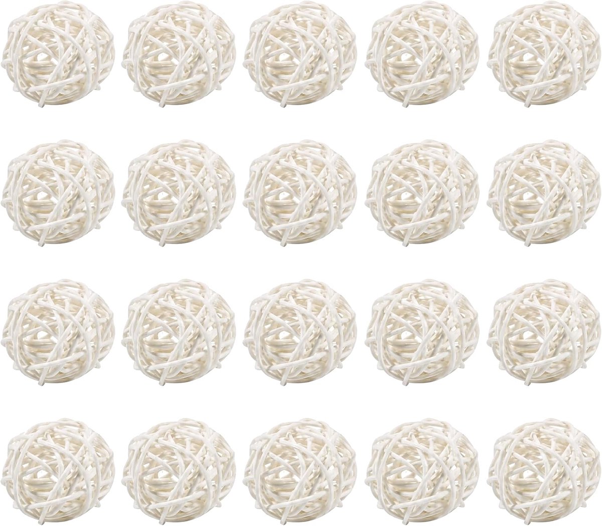 20 stuks rotan ballen, 1,2 inch decoratieve ballen rieten ballen vaas vulstoffen voor home decor bruiloft verjaardagsfeestje kerstversiering(Wit)