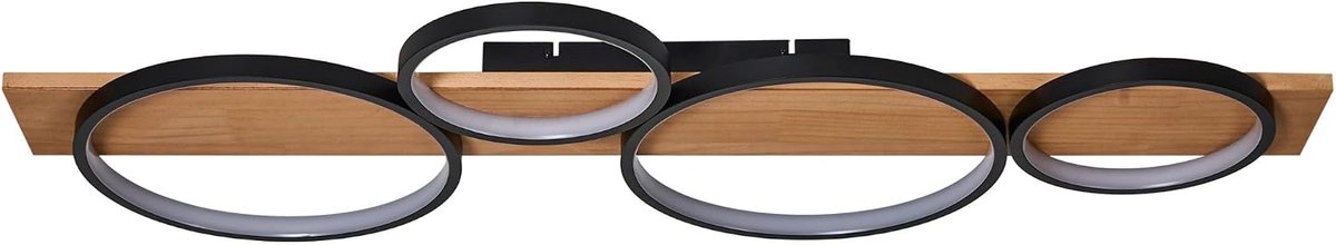 Plafondlamp met geïntegreerde LED-verlichting metaal met houtlook ringvormig zwart Spean