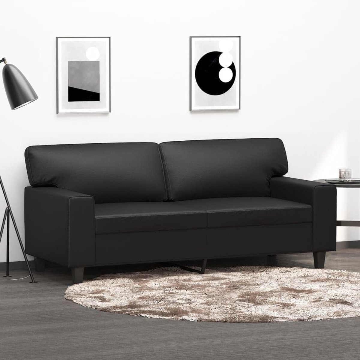 2-zitsbank, logeersofa, slaapbank, bedbank voor woonkamer/woning/kantoor, zwart, 140 cm, kunstleer