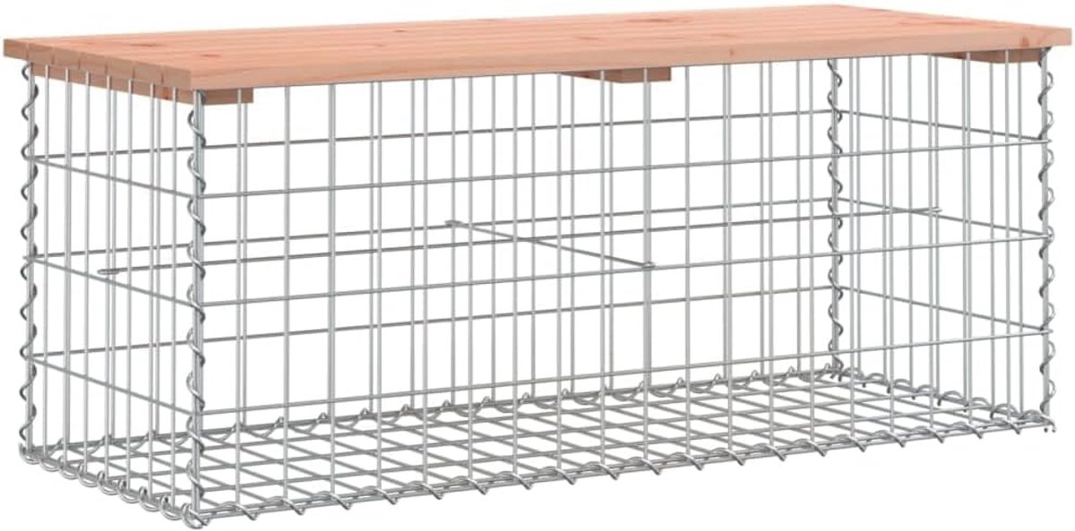 Tuinbank van schanskorven, 103 x 44 x 42 cm, massief hout Douglasie, zitbank voor tuin, terras, schanskorf, Douglasie met verzinkte stalen sokkel, compacte bank voor buiten