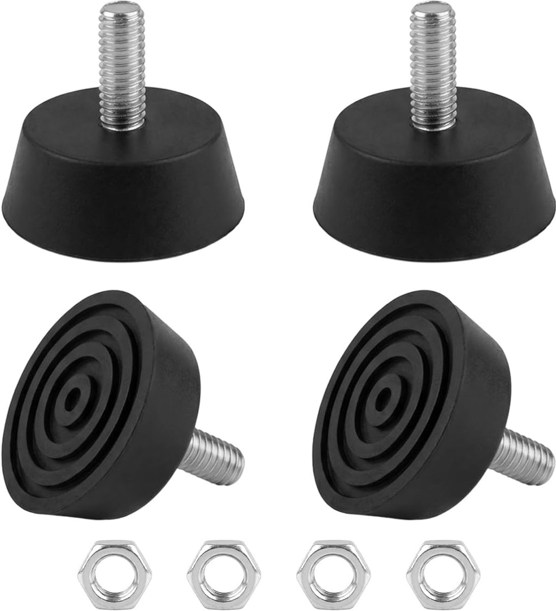 4 Stuks Verstelbare Rubberen Schroefvoeten M6, Stelschroef M6, Zwart