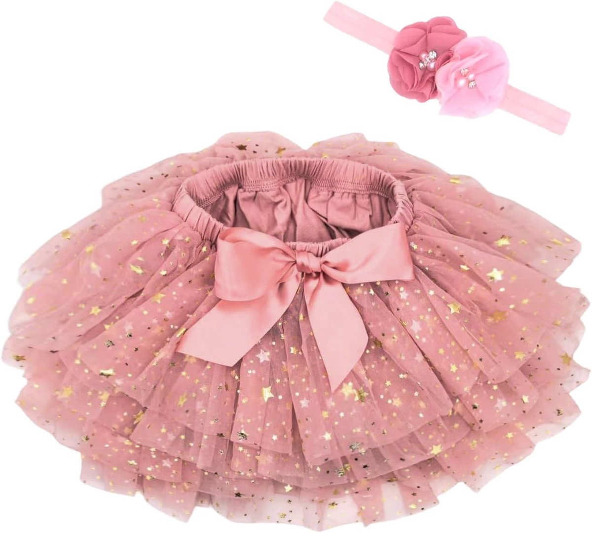 zachte pluizige ruches, tule rok met luierovertrek, kleine kinderen, prinsessenfeest, tutu, set met bloemen hoofdband