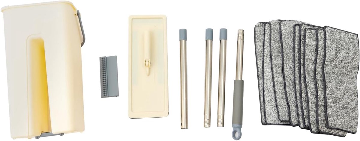 Dweilmop Set Met Emmer Nat- en Droogmoppen Voor Huishoudelijke 2-in-1 Poetsemmer Met Mop Een Mop Een Emmer en 10 Rags