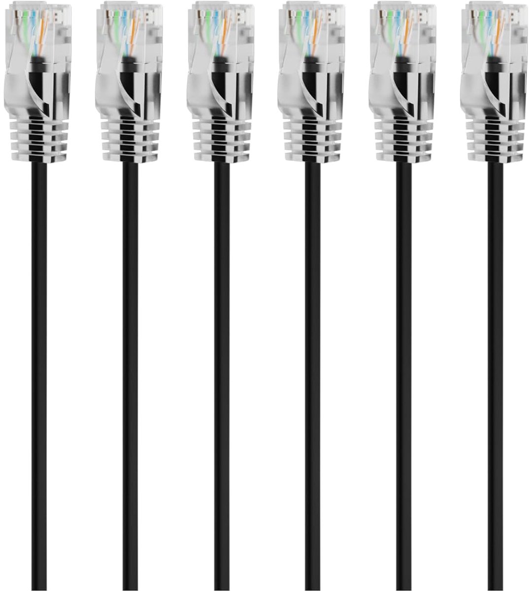 Slim/ultradunne OD:2,8mm CAT 6 Ethernet-kabel (6 stuks)-5m, flexibele UTP-netwerkkabel 1,0 Gbit/s,RJ45 zwarte LAN-kabel voor huisnetwerken,modems,routers,schakelaar,laptops enz.