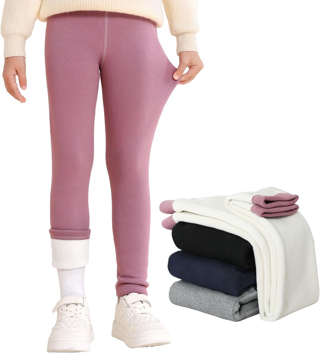 Leggings voor meisjes, katoen, dikke gevoerde thermische leggings voor kinderen, warm, winter, lange broek, maat 110-170