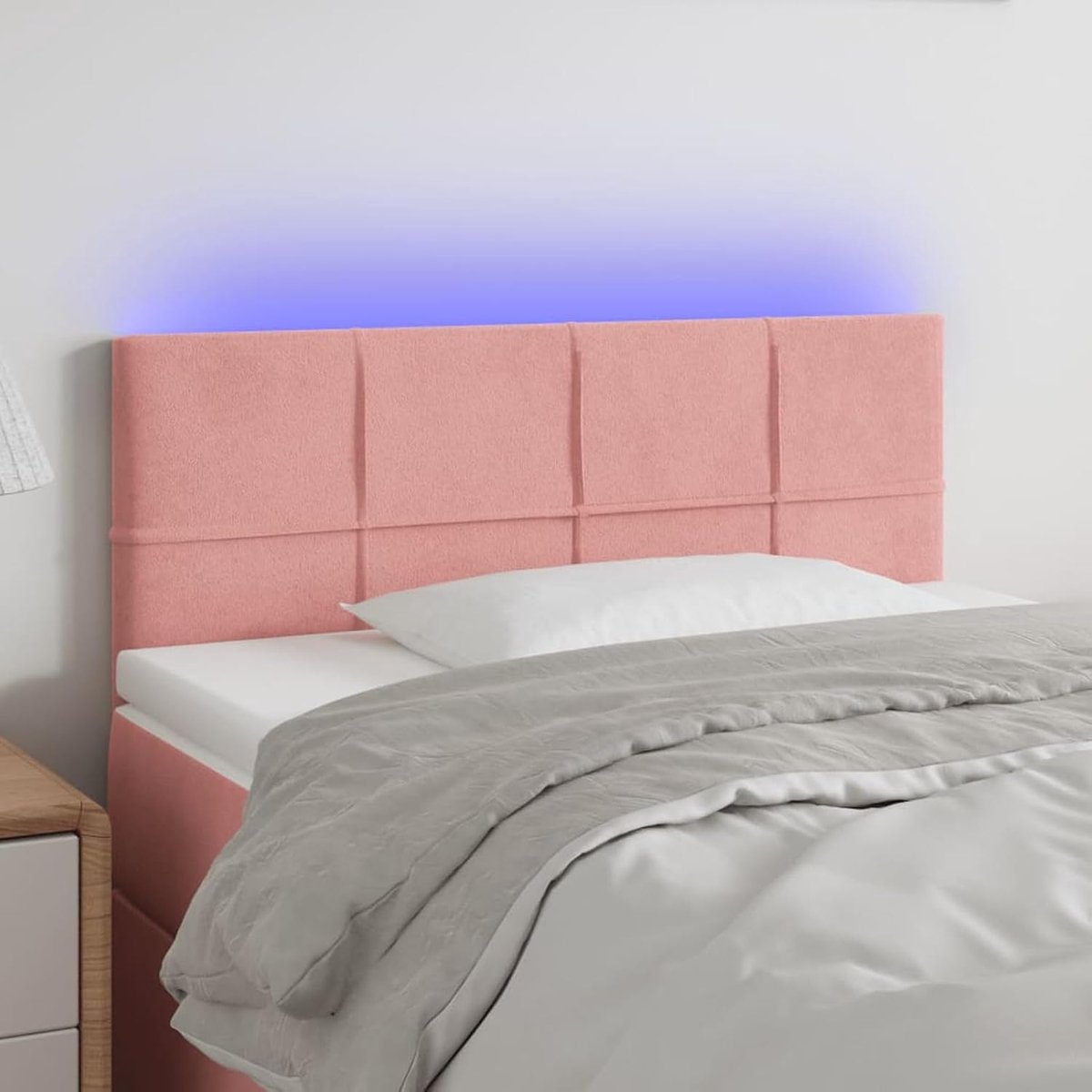 LED hoofdeinde roze 100x5x78/88 cm fluweel, hoofdeinde voor boxspringbedden slaapkamer hoteldesign 3121659