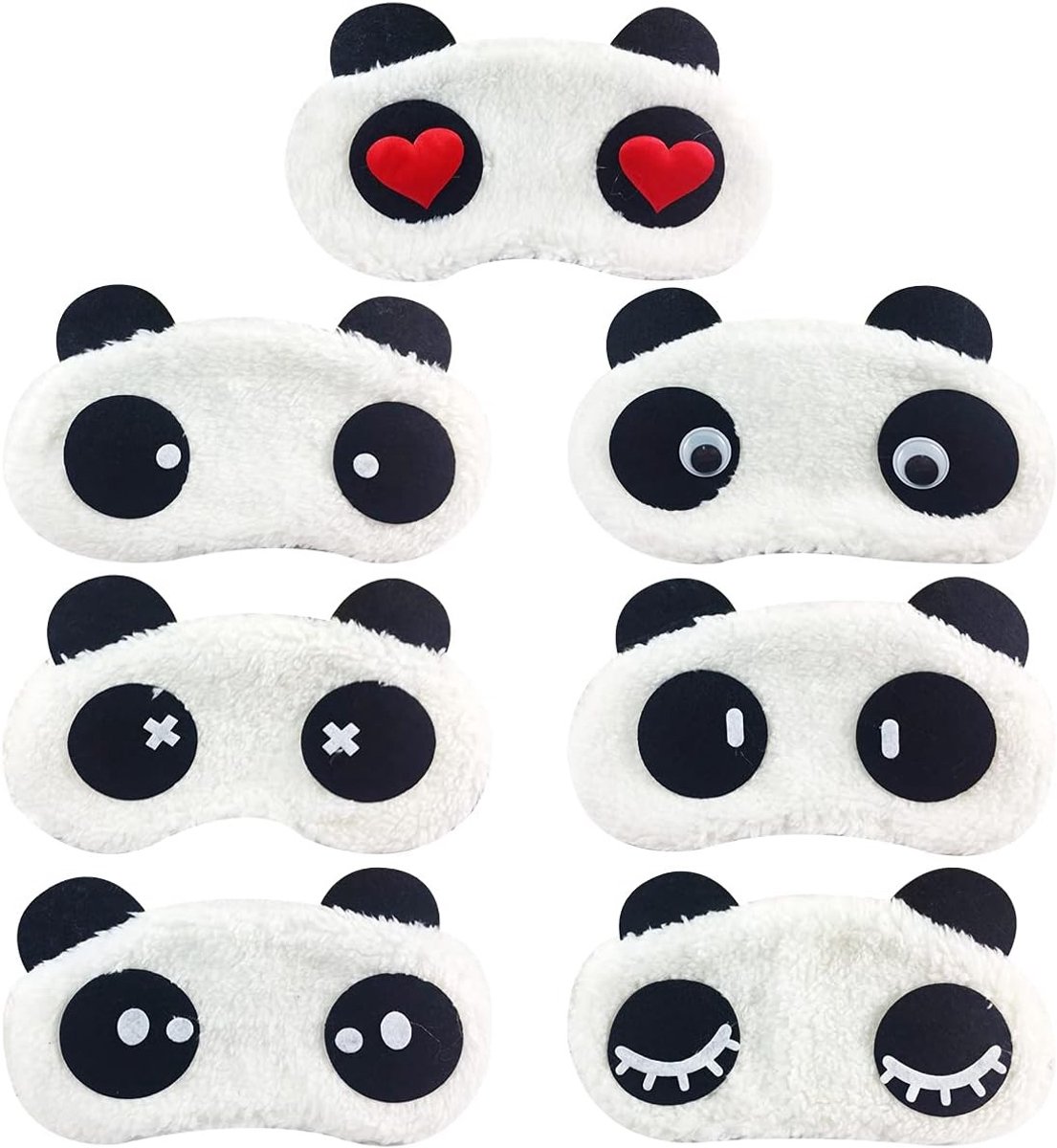 Set van 7 Kinderslaapmaskers, Zachte Pluche Oogmaskers voor Kinderen, Ideaal voor Slapen en Bescherming tegen Licht