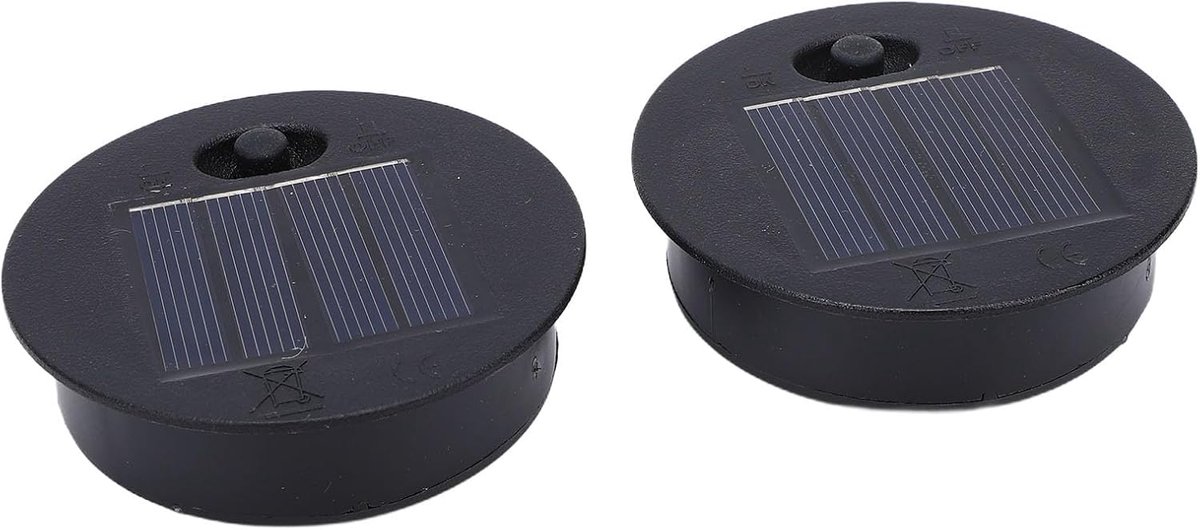 2 Stuks Vervangende Tops voor Zonne-energie, IP44 Waterdichte Zonne-lantaarnonderdelen Ingebouwde 600 MAh Batterij, voor Buiten Tuinpad Tuindecoratie (Diameter van 7 cm)