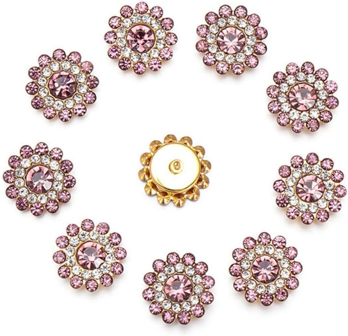 10 stuks 14mm zonnebloemvormige rhinestone klauwknopen kristallen glazen steenknopen voor kledingdecoratie naaiknopen kleding DIY accessoires