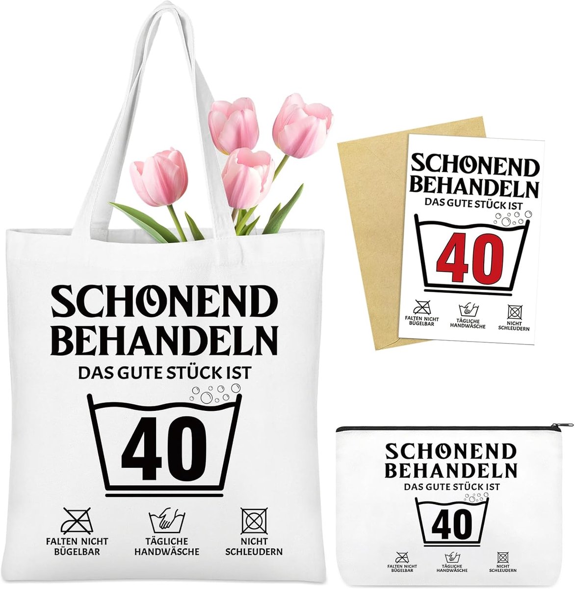 She Grappige katoenen tas voor dames en heren, grappige katoenen tas met make-uptas, verjaardagskaart, verjaardagscadeau voor vrouwen, grappige cadeau-ideeën, stoffen tas