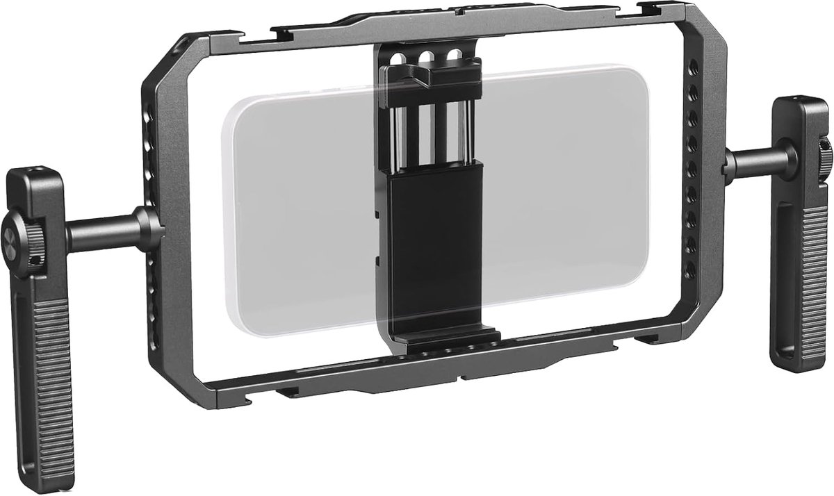 mobiele telefoonkooi, handstabilisator kit voor vlogging, smartphone-kooi, video rig met 360° rotatie, handgrepen, bouwpakket compatibel met iPhone 17/16/15/14/13 serie en Android mobiele