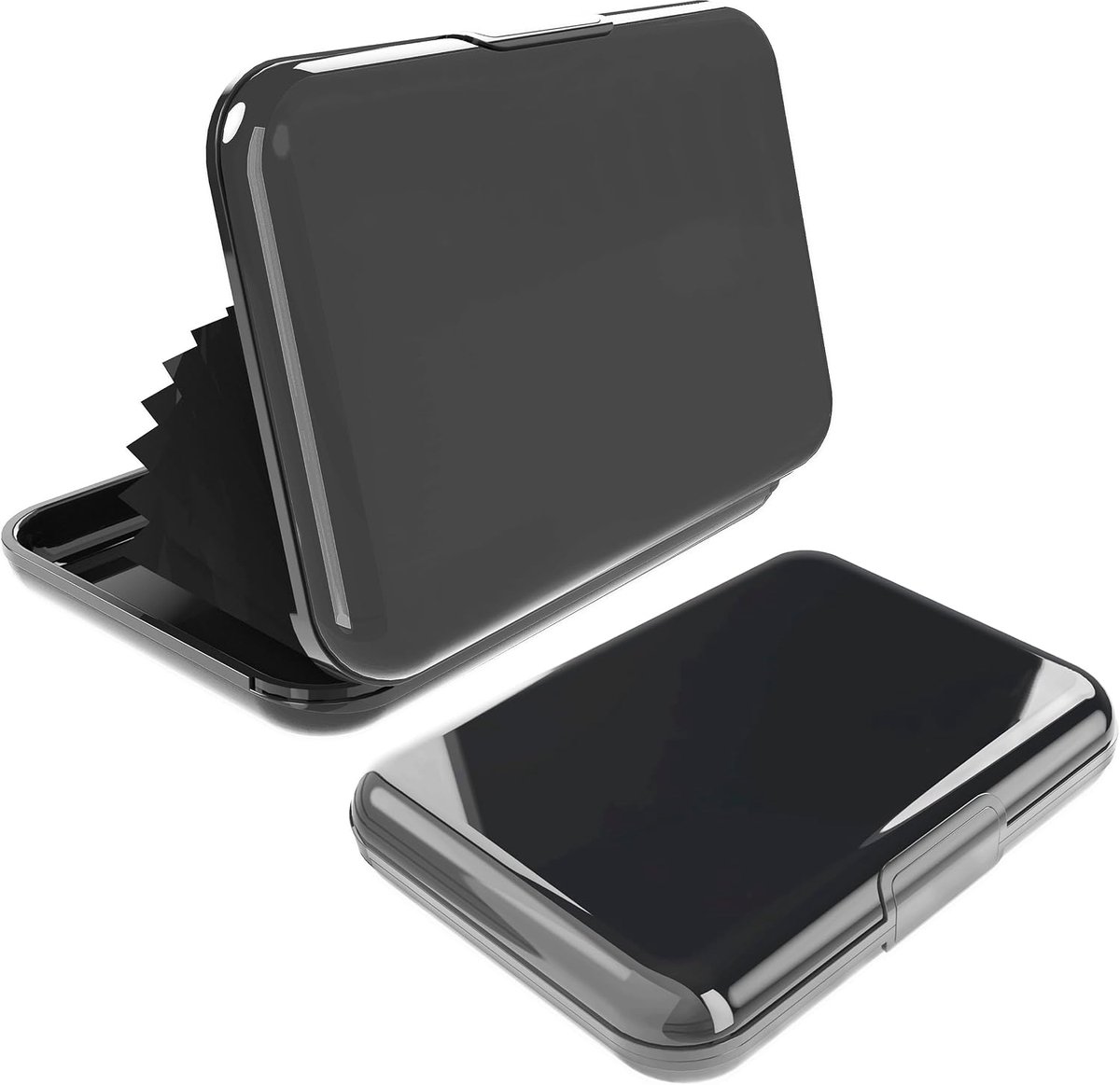 Creditcardhouder voor heren en dames, aluminium, 2 stuks, zwart