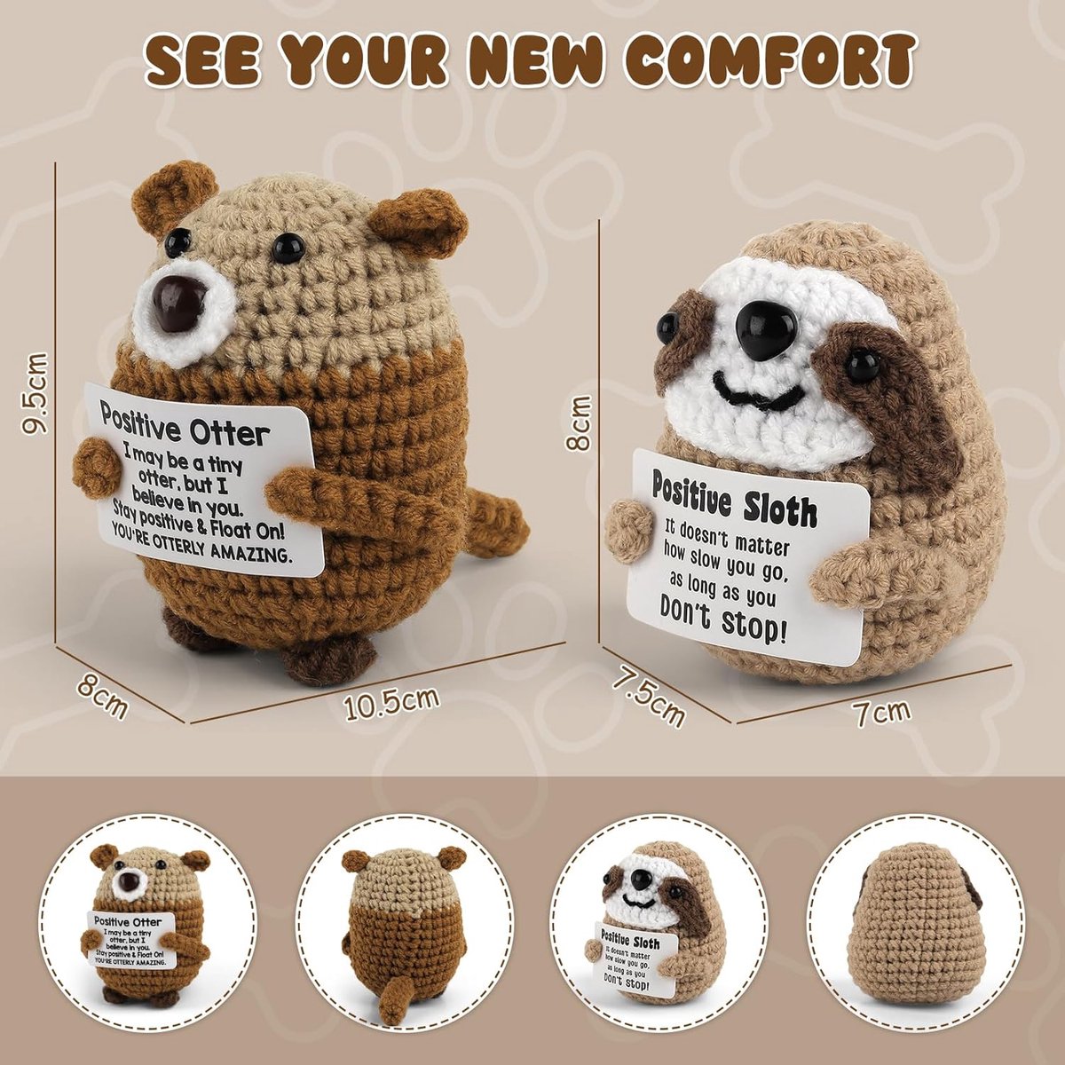 Gehaakte Dieren 2-Pack, Luiaard & Otter