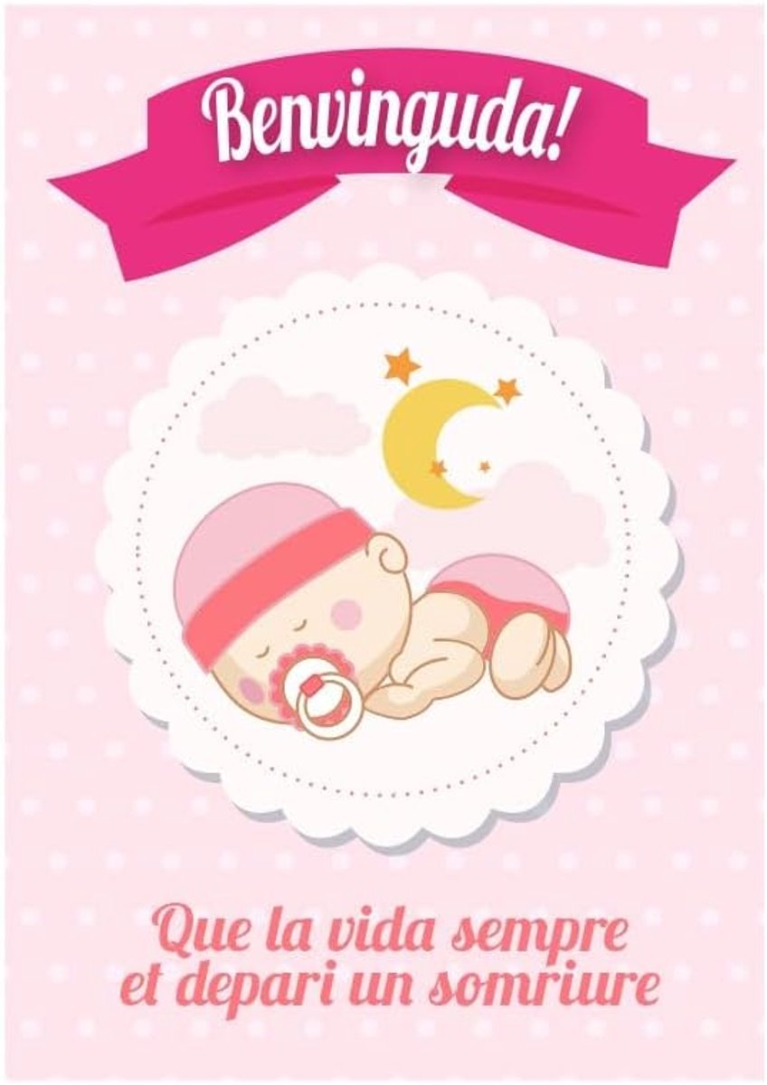 Catalan geboortekaart baby roze – kaart van Naixement per a Bebè Nena – Amb Disseny Delicat i Inclou envelop