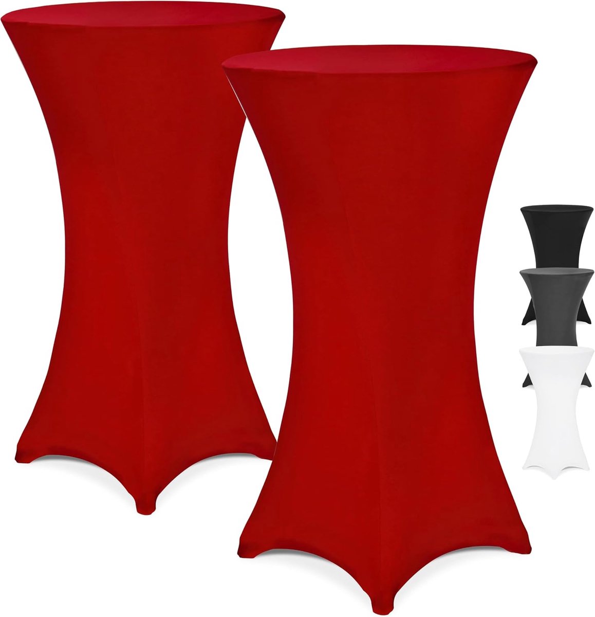 'DeTeX Set van 2 statafelhoezen Ø 60-65 / Ø 70-75 / Ø 80-85 cm kleurkeuze grootte selectie stretch versterkte voet hoes tafel (Ø80-85 cm, bordeaux