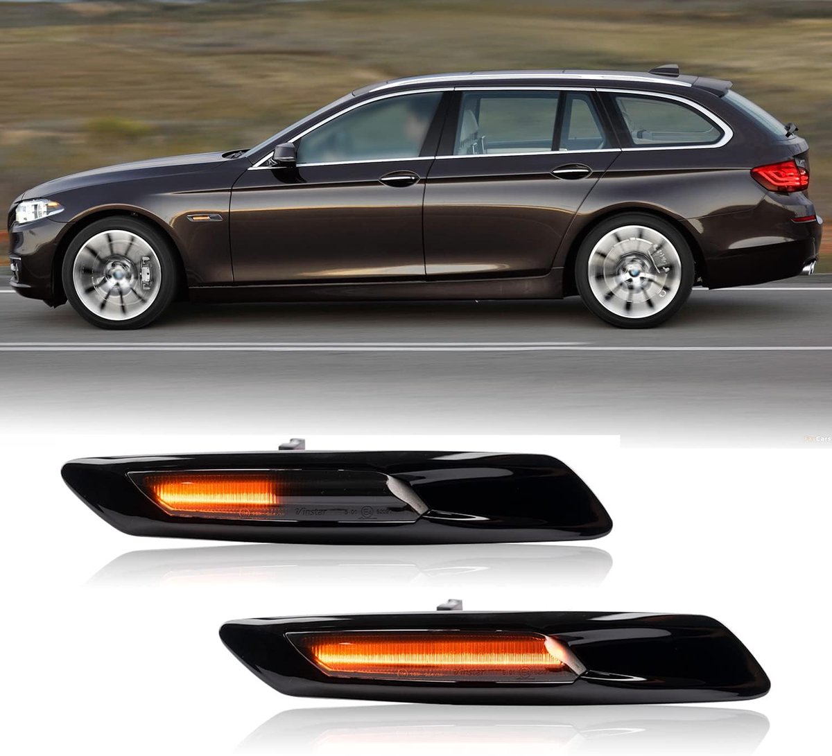 LED Zijmarkeringslampen Compatibel met BMW 5 Serie F10 F11 2011 2012 2013 Amber Sequentiële Zijknipperlicht Knipperlicht Lamp Repeater Knipperlicht