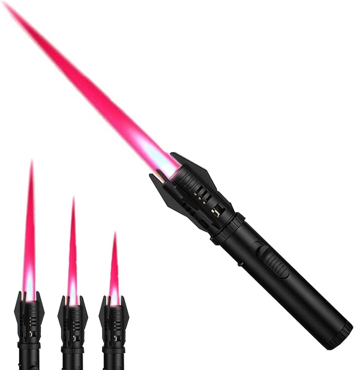 Winddichte Aansteker Met Lightsaber-Ontwerp En Veiligheidsschakelaar – Elektronische Ontsteking En Verstelbare Vlam Met Keramisch Mondstuk – Voor Barbecue, Kamperen En Verkenning Van De Wildernis – Zwart