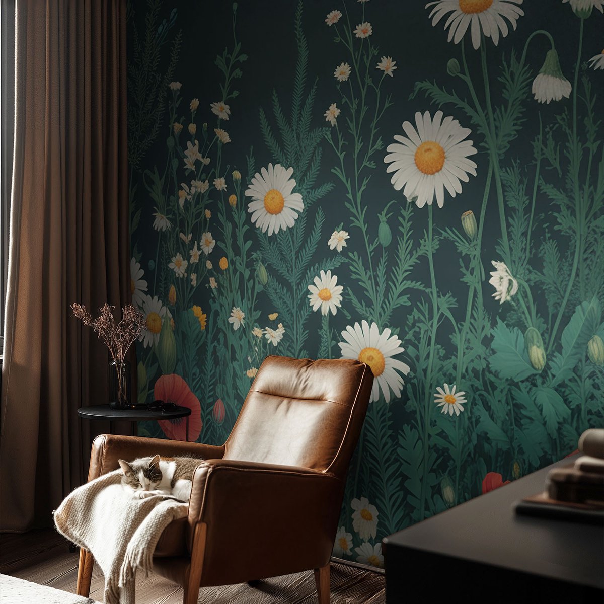 Coloray Vliesbehang - Groente Snellijm Behang - 104x70 cm - Wilde Bloemen Fotobehang Vlies - Hal behang Bloemen En Planten - Muurschildering - Woonkamer behang