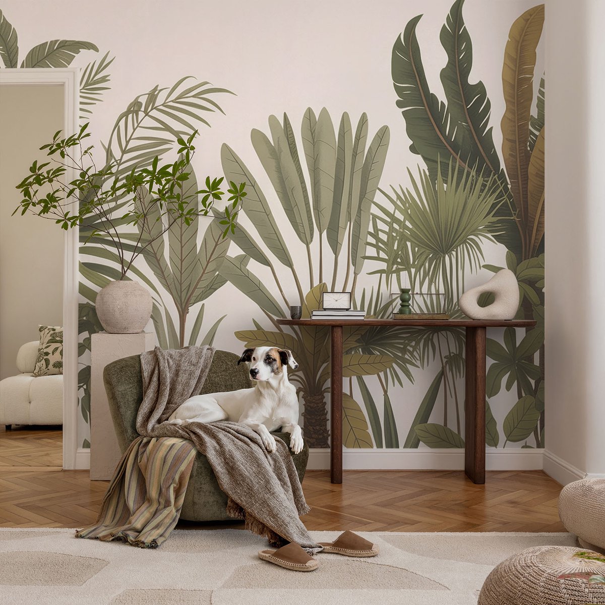 Coloray Vliesbehang - Groente Snellijm Behang - 104x70 cm - Exotische Bladeren Fotobehang Vlies - Woonkamer behang Bloemen En Planten - Muurschildering - Hal behang