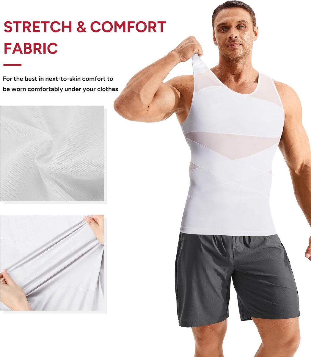 Slank shirt voor heren, afslankgordel, compressie, mouwloos, slank, bodyshaper