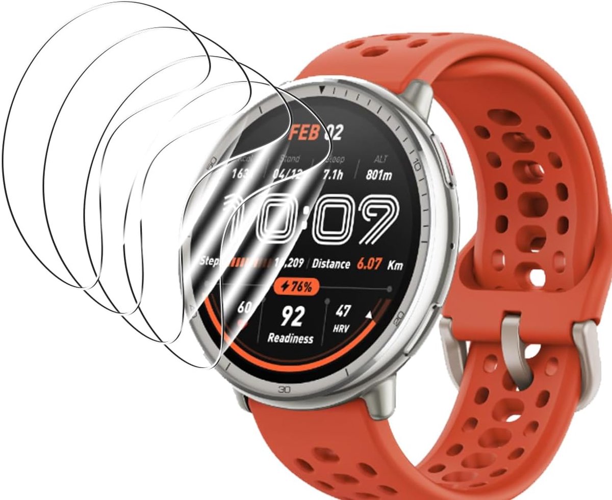 4 stuks TPU-beschermfolie voor Amazfit Active 2, pantserfolie, zacht/luchtbelvrij/HD, displaybeschermfolie voor Amazfit Active 2