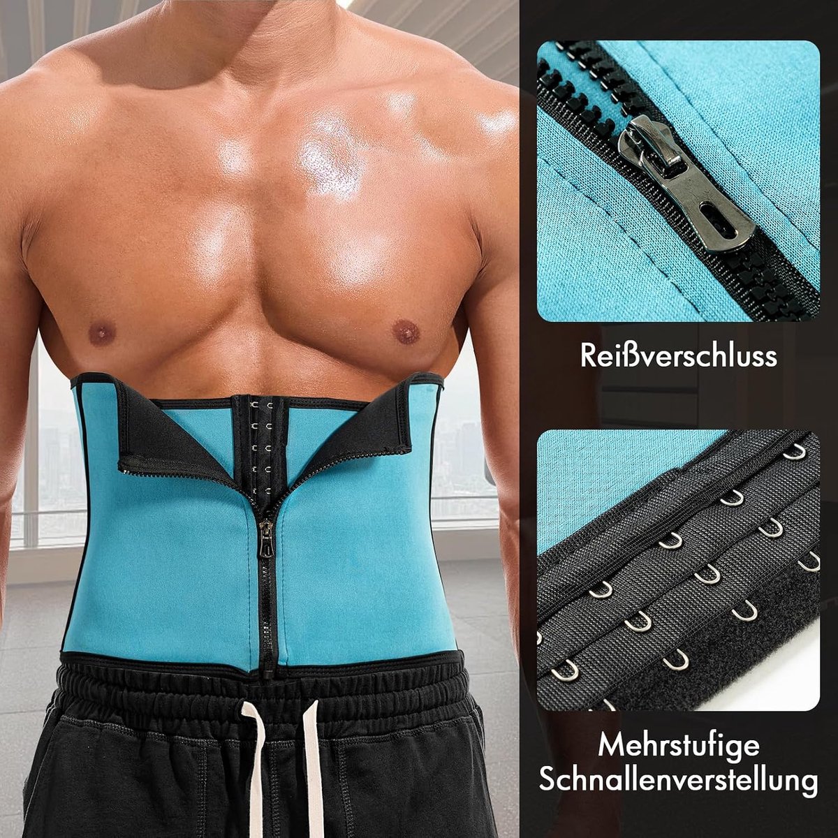 Taille cinching taille riem taille vormende riem gesp rits stijl sport Sana riem (blauw, L), blauw, L