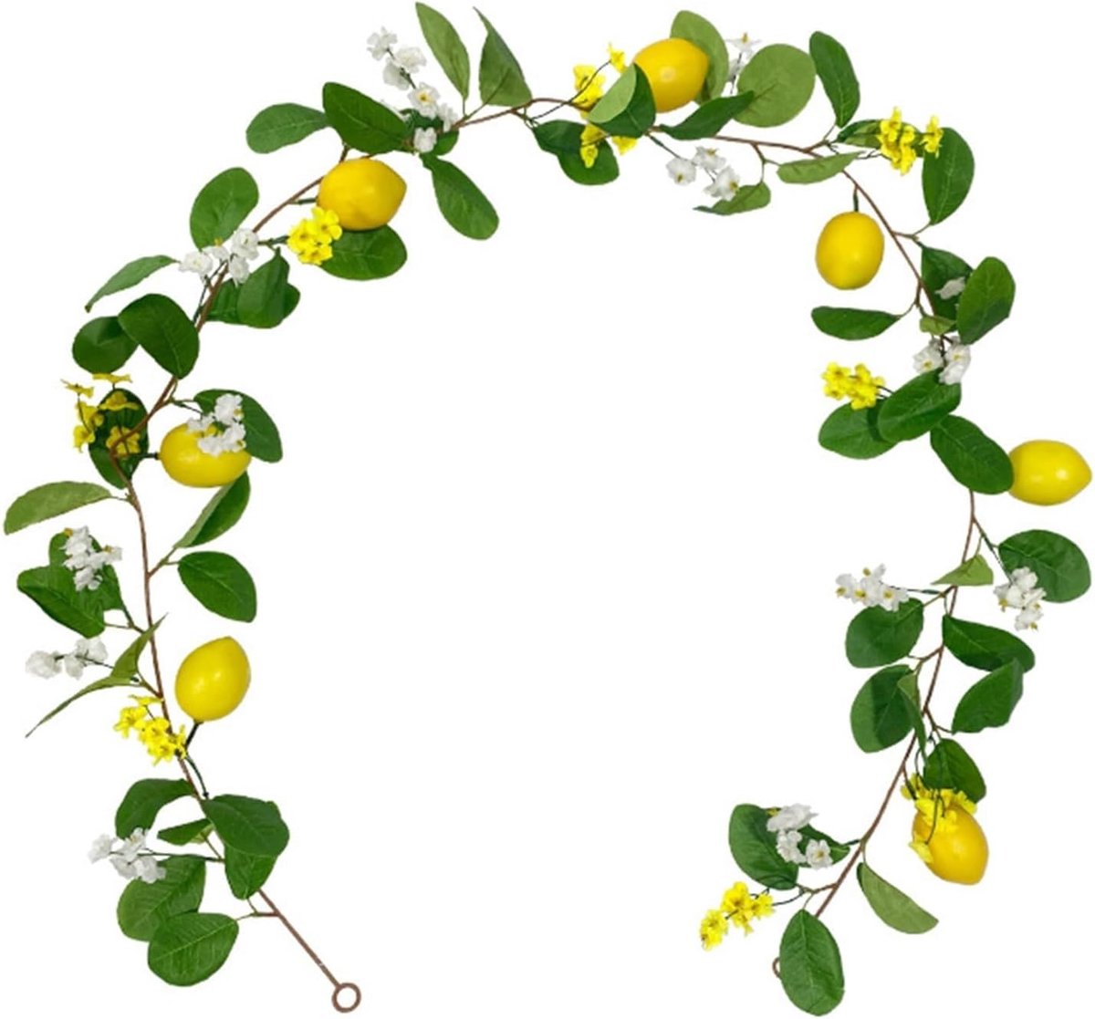 Kunstcitroenslinger, 1,7 m / 2 m, lentefruitkrans met kunstmatige citroengroene bladeren (stijl 1: 1,7 m)