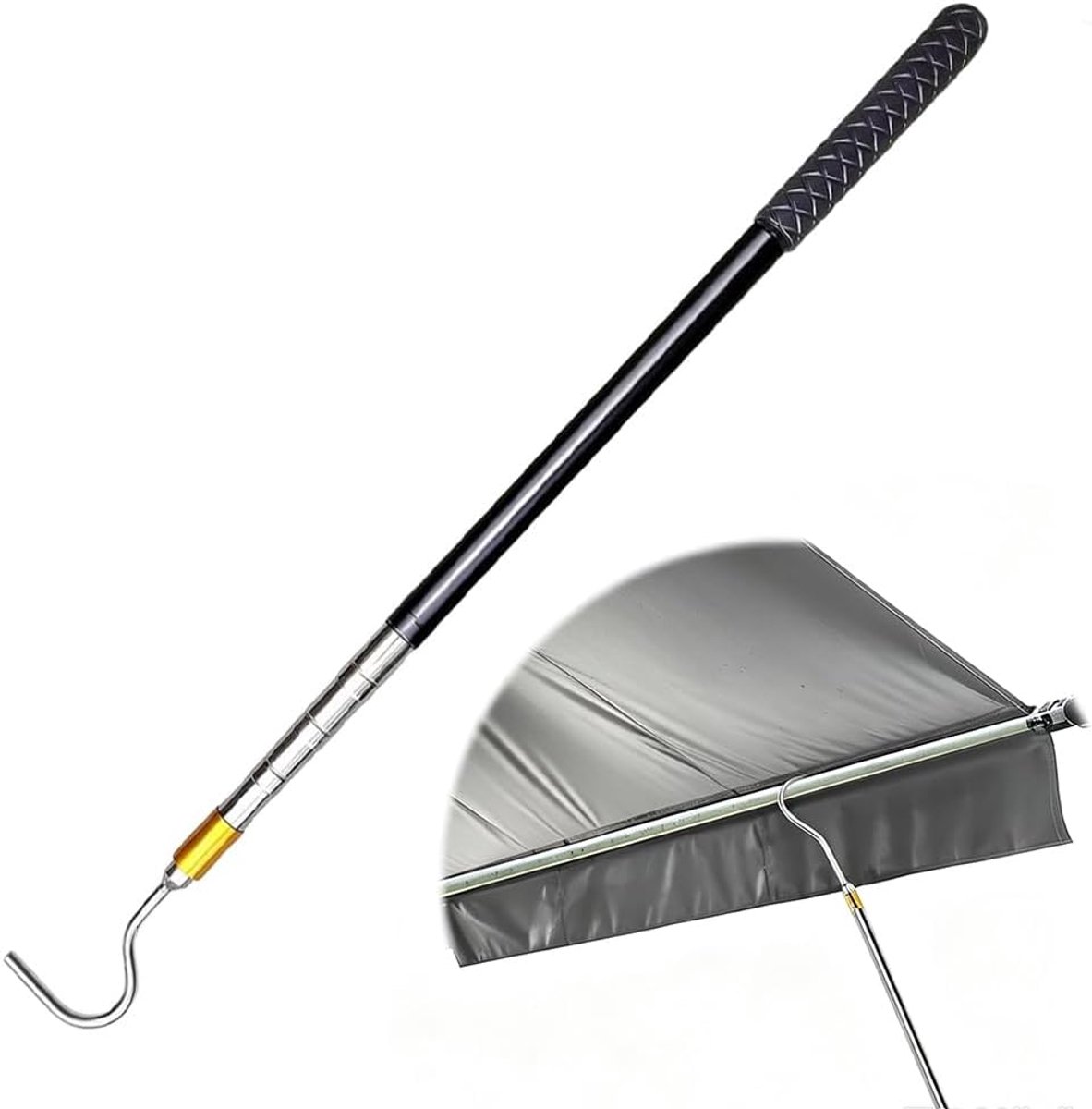 150 cm telescoopstang met haak voor zonnezeil bies