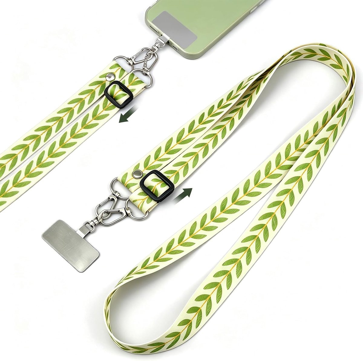 Universeel, verstelbare telefoonband om te hangen, met 2 stuks universele patchs, telefoonkoord, crossbody voor elke smartphone, mobiele telefoonkoord voor outdoor, reizen en winkelen