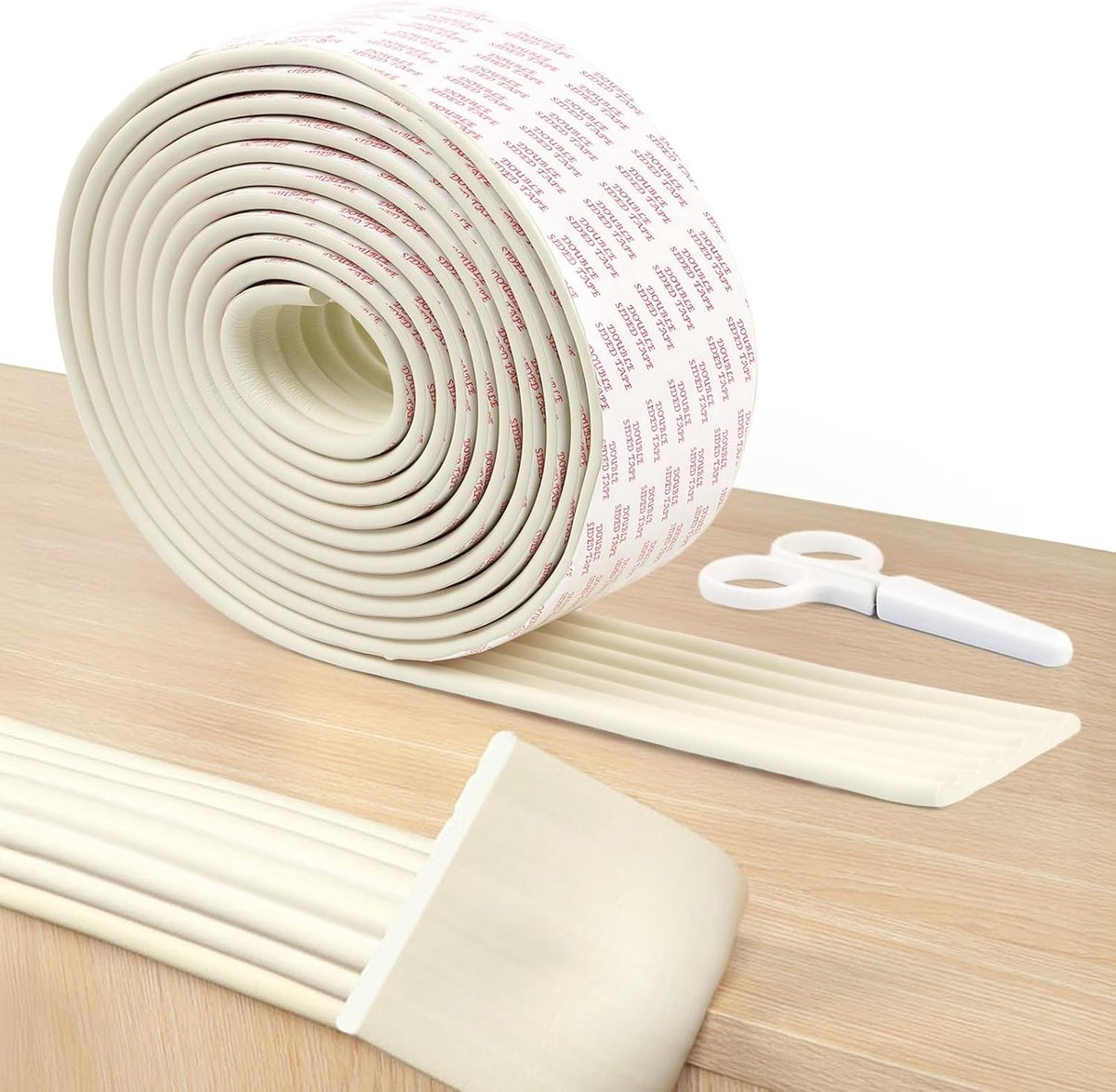 Babyschuim, zelfklevend, 5 m randbescherming, schuim en schaar, 8 cm breed, zachte bedrandbescherming, zelfklevend, voor hoekbescherming, babytafel, meubels, rand, kinderbed