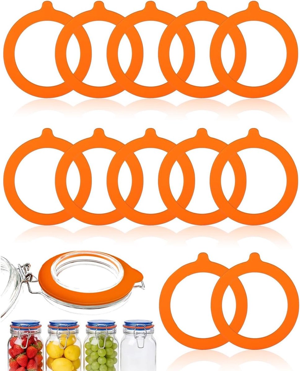 12 stuks Einmachtgegummiringe, Gummiringen, Silicone Gummiringen, 95×70 mm Gummiringen, Langdurige Einmachtgegummis, Einmachngläser Einkochringe Dichtring, für Trinkflasche Dichtring (Oranje)
